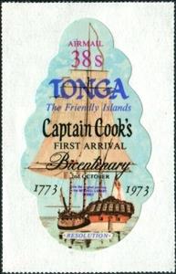 Stamp, Ship "Resolution", Tonga,  , Explorers, Sailing Ships
