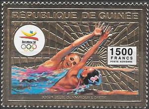 Stamp, Synchronized Swimming, Guinea,  , Olympic Games, Sports