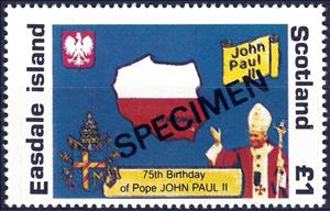 Stamp, Pope's visit to the United Nation New York, Cinderellas,  , Famous People, Popes