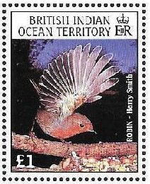 Stamp, Robin, by Harry Smith, British Indian Ocean Territory,  , Animals (Fauna), Birds, Photography