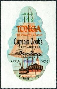 Stamp, Ship "Resolution", Tonga,  , Explorers, Sailing Ships