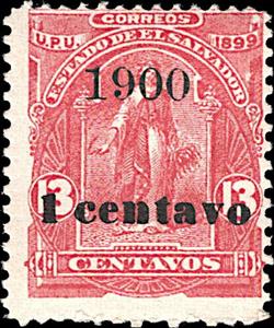 Stamp, Allegory of Central American Union, Surcharged, El Salvador,  