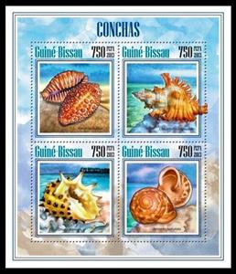 Mini Sheet, Shells, Guinea-Bissau,  , Animals (Fauna), Molluscs, Sea Life, Shells