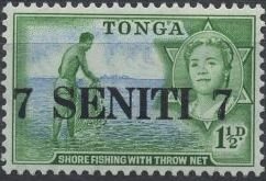 Stamp, Surcharged in Black or Red, Tonga,  , Queens