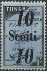 Stamp, Surcharged in Black or Red, Tonga,  , Maps