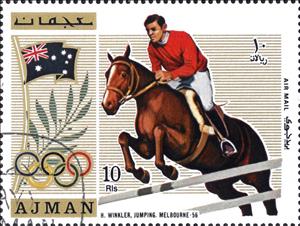 Stamp, Hans Winkler - Show jumping, Ajman,  , Olympic Games, Sports