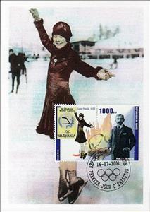 Souvenir Sheet, Sonja Henie, Cinderellas,  , Figure-skate, Olympic Games