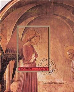 Souvenir Sheet, The Annunciacion; by Fra Angelico, Ajman,  , Paintings
