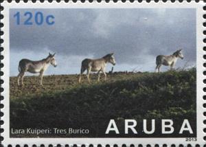 Stamp, Lara Kuiperi: Three Asses, Aruba,  , Animals (Fauna), Donkeys, Mammals, Photographs, Photography