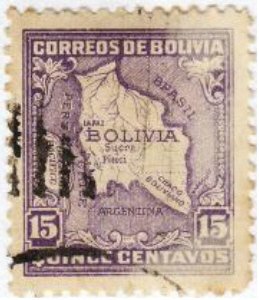 Stamp, Map, Bolivia,  