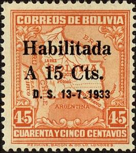 Stamp, Map, Bolivia,  