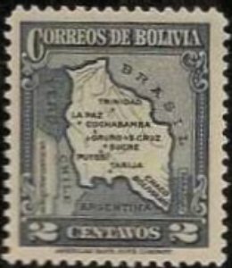 Stamp, Map, Bolivia,  