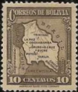 Stamp, Map, Bolivia,  
