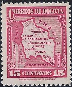 Stamp, Map, Bolivia,  