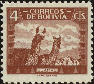 Stamp, Llama (Lama glama), Bolivia,  , Mammals, Camels, Animals (Fauna)