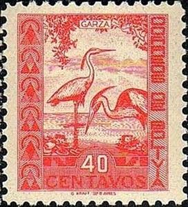 Stamp, Cocoi Heron (Ardea cocoi), Bolivia,  , Birds, Animals (Fauna)