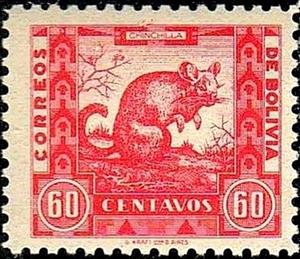 Stamp, Lesser Chinchilla (Chinchilla laniger), Bolivia,  , Animals (Fauna)