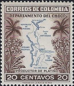 Stamp, Card from Platin-found's, Colombia,  