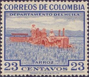Stamp, Rice-farm, Colombia,  