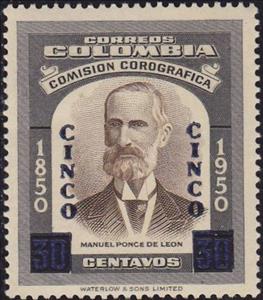 Stamp, Mi.Nr:664(Cinco of 30Cent), Colombia,  