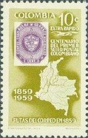 100 years Colombian stamps