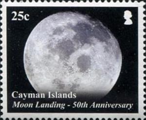 Stamp, 50th Anniversary of Moon Landing, Cayman Islands,  , Anniversaries and Jubilees, Moon, Moon Landing, Outer Space, Space Traveling