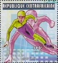Stamp, Short track skating., Central African Republic,  , Olympic Games, Sports