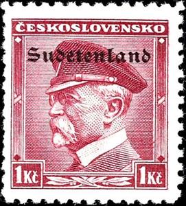 Stamp, Overprint on Masaryk, Sudetenland,  , Heads of State