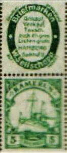 Stamp with Attached Label, Imperial Yacht "SMS Hohenzollern", Cameroon, German Administration,  