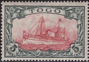 Stamp, SMS Hohenzollern, Togo, German Administration,  