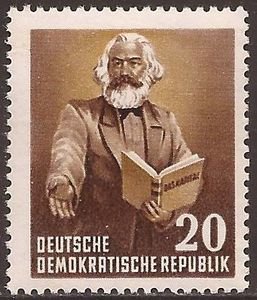 Stamp, Marx reads from "The chapter", Germany, Democratic Republic,  