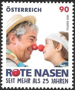 Stamp, Red Noses Clowndoctors, Austria,  , Children, Clowns, Headgear