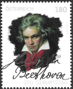 Stamp, 250th Birth Anniversary of Ludwig van Beethoven, Austria,  , Composers, Famous People, Musicians