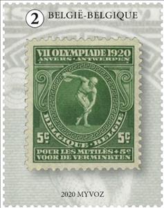 Stamp, 1920 Antwerp Olympics, Belgium,  , Discus-throwing, Olympic Games, Sports, Stamps
