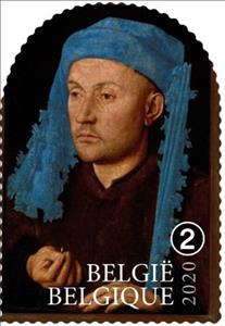 Stamp, The Man with the Blue Hood by Jan van Eyck(c. 1390-1441), Belgium,  , Art