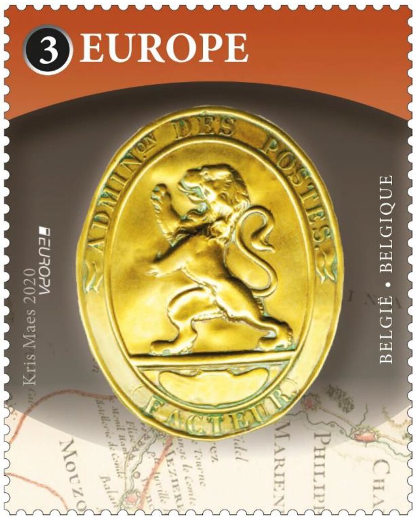 Gold Postal Seal with Lion Of Belgium