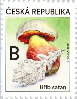 Stamp, Devil’s Bolete (Rubroboletus satanas), Czech Republic,  , Mushrooms