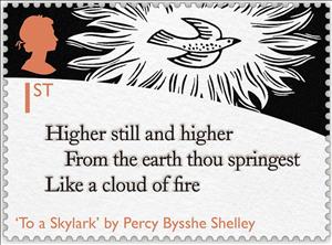 Stamp, Percy Bysshe Shelley "To A Skylark", United Kingdom of Great Britain & Northern Ireland,  , Literary People (Poets and Writers), Poems