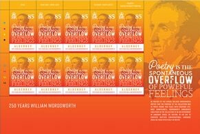 Mini Sheet, Quote of William Wordsworth (1770-1850), Alderney,  , Anniversaries and Jubilees, Literary People (Poets and Writers), Poems, Proverbs and Quotations