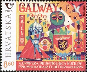 Stamp, Symbolic View of Galway, Ireland, Croatia,  , European Cultural Capital, Joint Issues