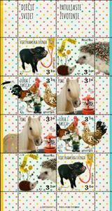 Mini Sheet, Children's World : Dwarf Animals, Croatia,  , Animals (Fauna), Birds, Hedgehogs, Horses, Mammals, Pigs, Poultry, Roosters and Chickens