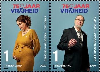 Se-tenant, 75th Anniversary of Liberation of Netherlands : Born Free, Netherlands,  , Second World War