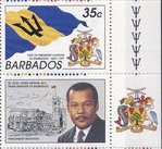 Barbados' flag and arms