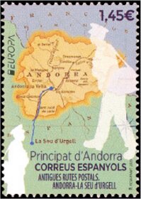 Stamp, Europa (C.E.P.T.) 2020 - Ancient Postal Routes, Andorra, Spanish Administration,  , C.E.P.T. / Europe, Maps, Postmen