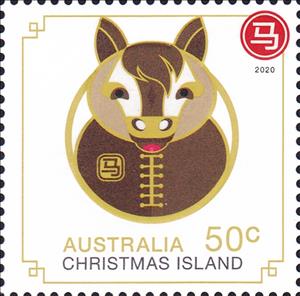 Stamp, Year of the Rat 2020 - Zodiac Sheet - Horse, Christmas Island,  , Animals (Fauna), Calendars, Chinese New Year, Chinese Zodiac, Horses, Mammals, Stylized Animals, Zodiac