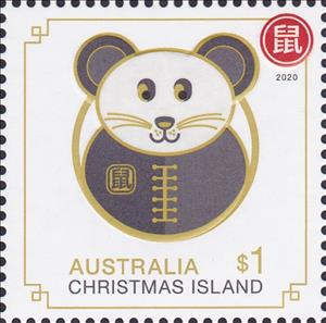 Stamp, Year of the Rat 2020 - Zodiac Sheet - Rat, Christmas Island,  , Animals (Fauna), Calendars, Chinese New Year, Chinese Zodiac, Mammals, Rats, Stylized Animals, Zodiac