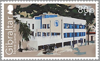 Stamp, Notre Dame School, Gibraltar,  , Architecture, Buildings, Schools