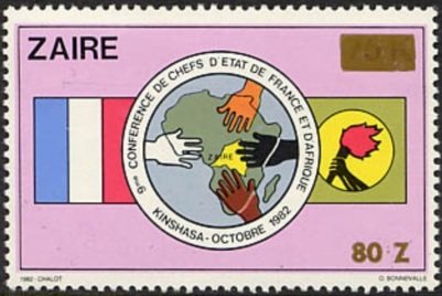 Stamp, CD 1150 overprint new value, Zaire,  