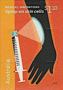 Stamp, Spray-On Skin Cells, Australia,  , Hands, Medical Science