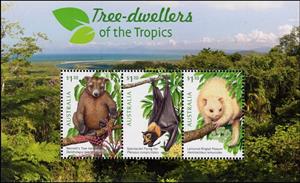 Souvenir Sheet, Tree-Dwellers of the Tropics souvenir sheet, Australia,  , Animals (Fauna), Bats, Mammals
